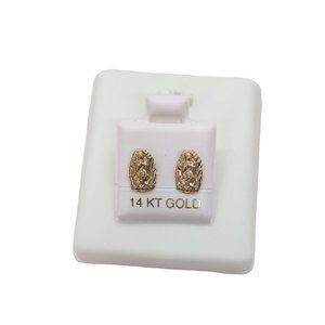 "HJ-E03" 14 Karat Yellow Gold Lady Guadalupe Screw Back Stud Earrings